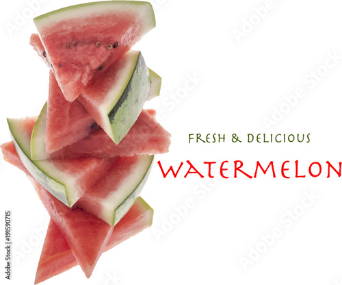 slices of watermelon isolated on white