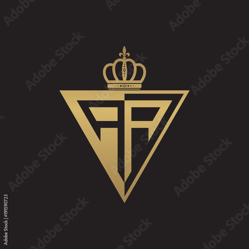 initial two letter half logo triangle gold