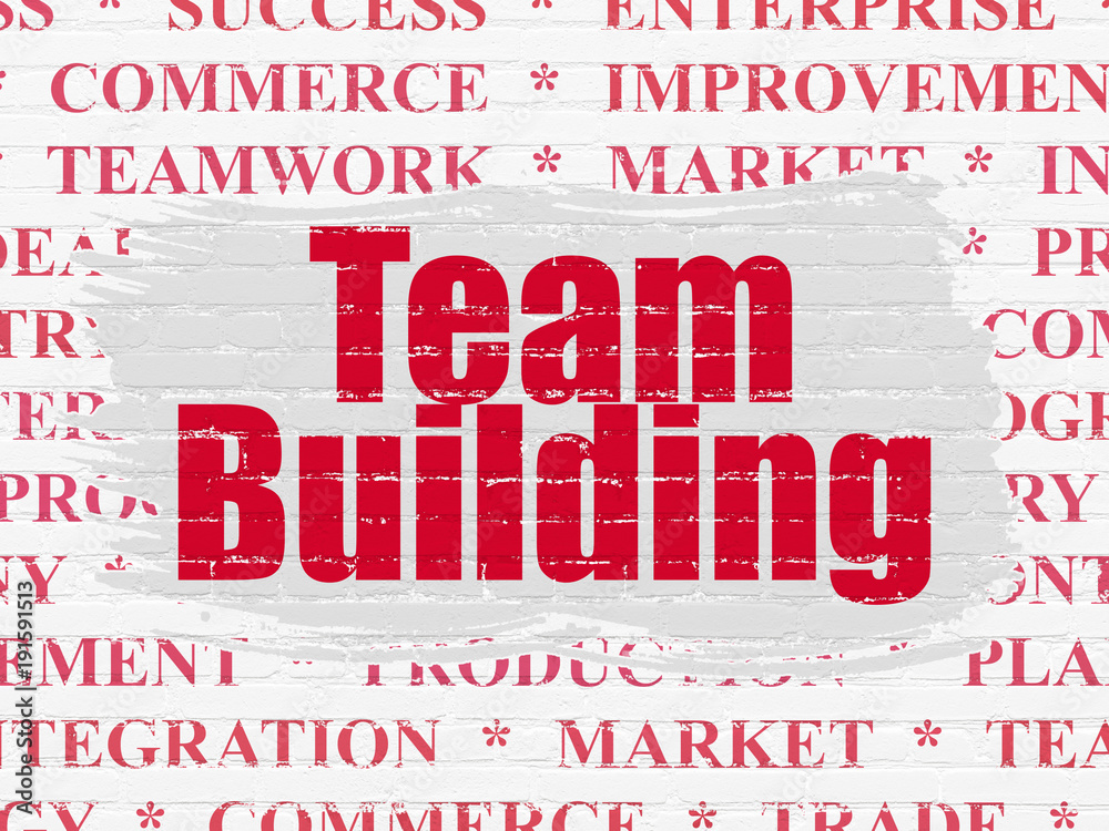 Finance concept: Painted red text Team Building on White Brick wall background with Tag Cloud Finance concept: Painted red text Team Building on White Brick wall background with Tag Cloud