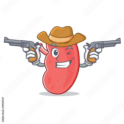Cowboy kidney character cartoon style