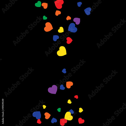 Vector Confetti Background Pattern.  Element of design.  Colored hearts on a black background