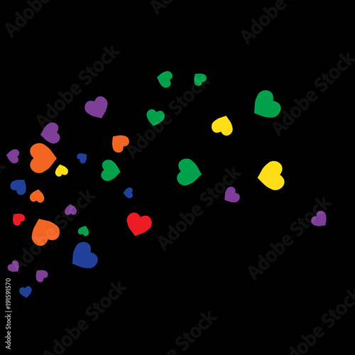 Vector Confetti Background Pattern.  Element of design.  Colored hearts on a black background