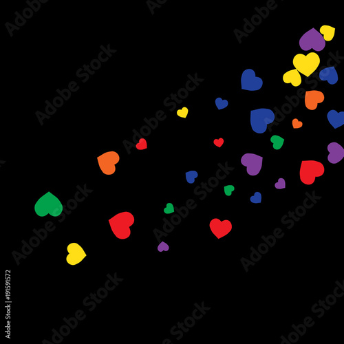 Vector Confetti Background Pattern.  Element of design.  Colored hearts on a black background