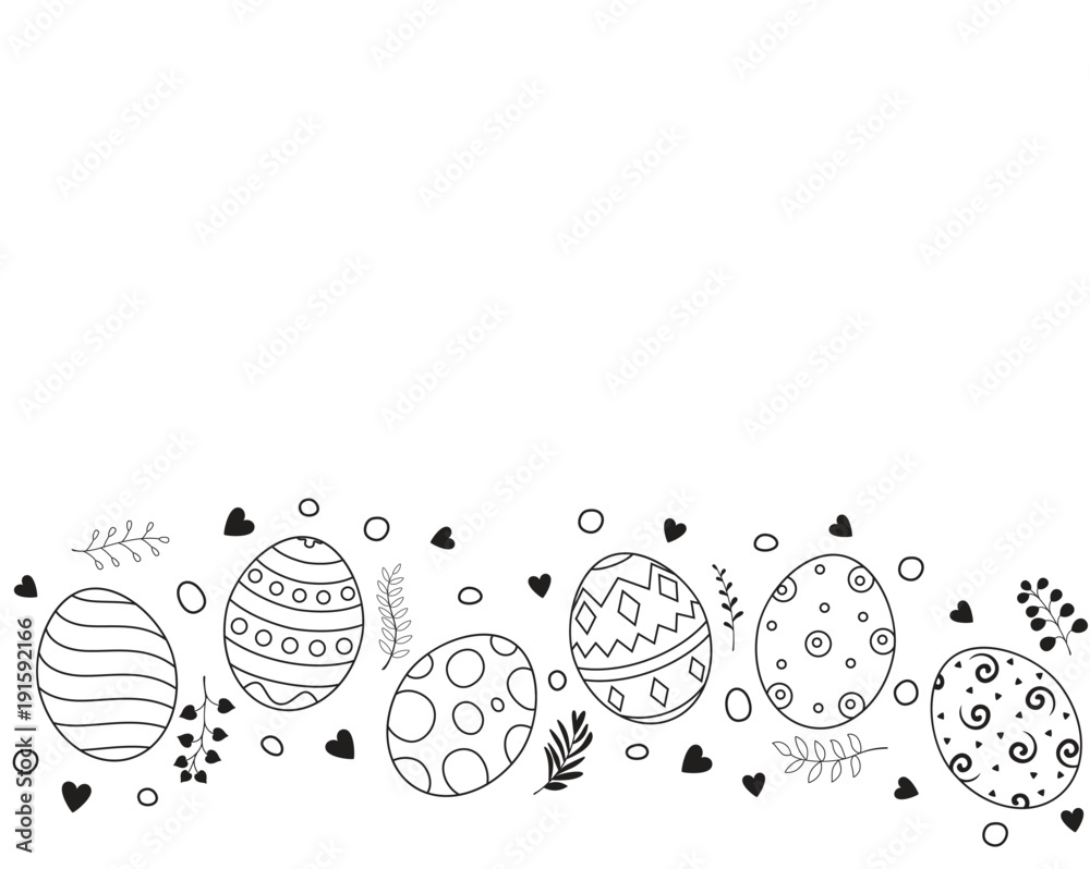 Fototapeta premium Doodle of easter eggs set collection on white background