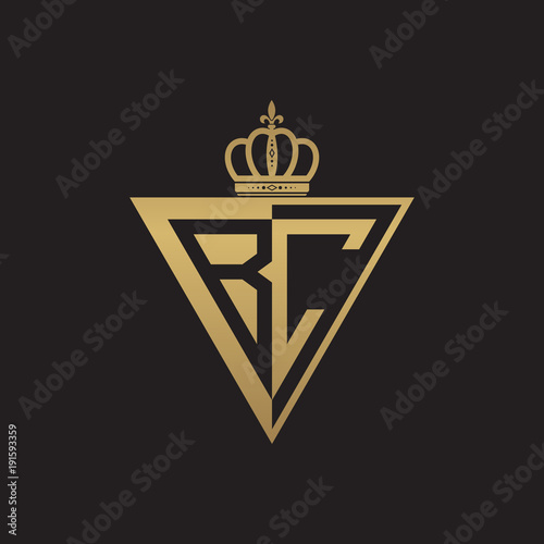 initial two letter half logo triangle gold