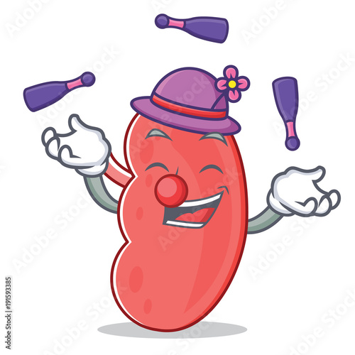 Juggling kidney mascot cartoon style