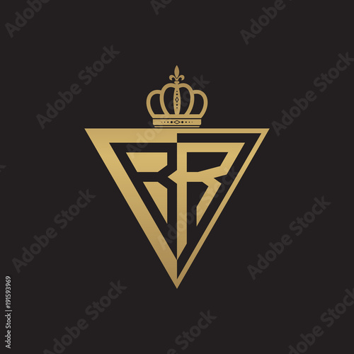 initial two letter half logo triangle gold