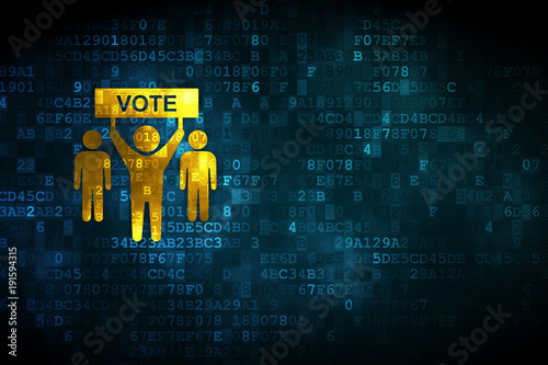 Картината върху платно Political concept: pixelated Election Campaign icon on digital background, empty