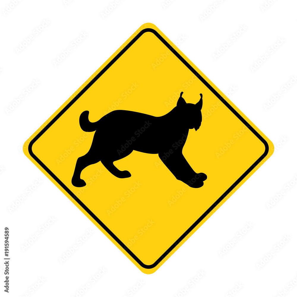 lynx silhouette animal traffic sign yellow vector lynx silhouette animal traffic sign yellow vector