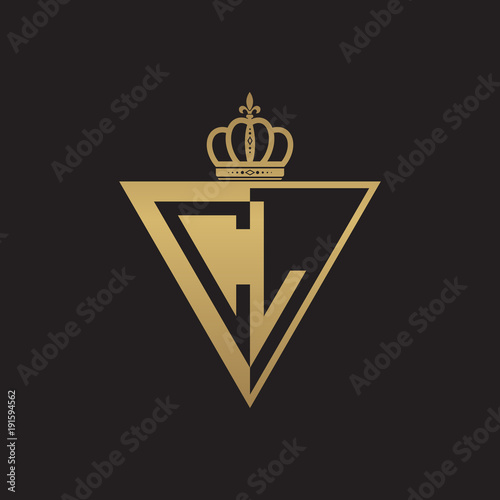 initial two letter half logo triangle gold