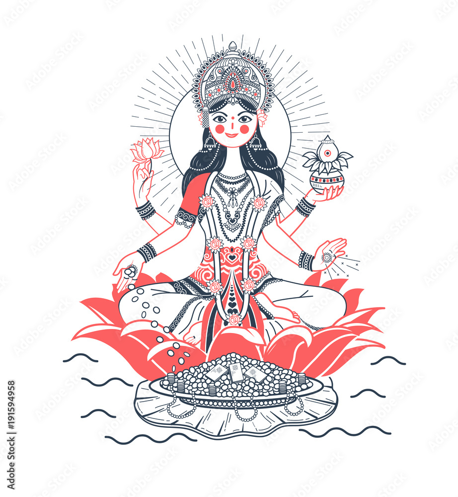 Icon godess Laxmi lotus Icon godess Laxmi lotus