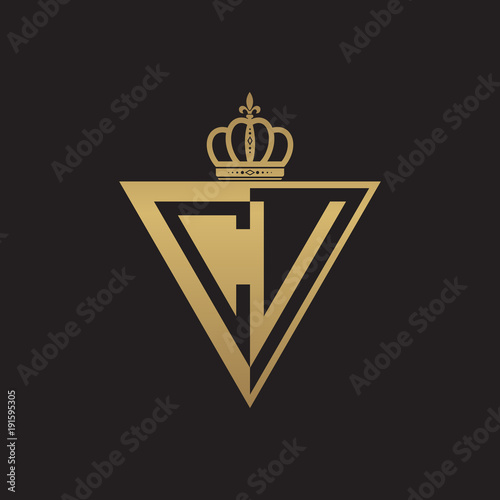 initial two letter half logo triangle gold