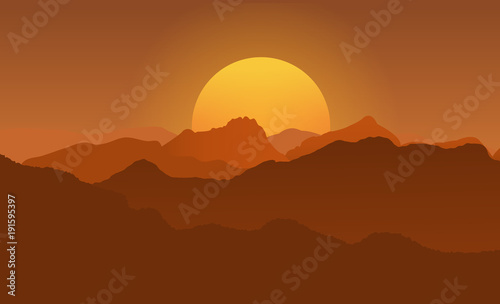 landscape at sunset background with mountainous. nature background,vector, illustration,eps10 