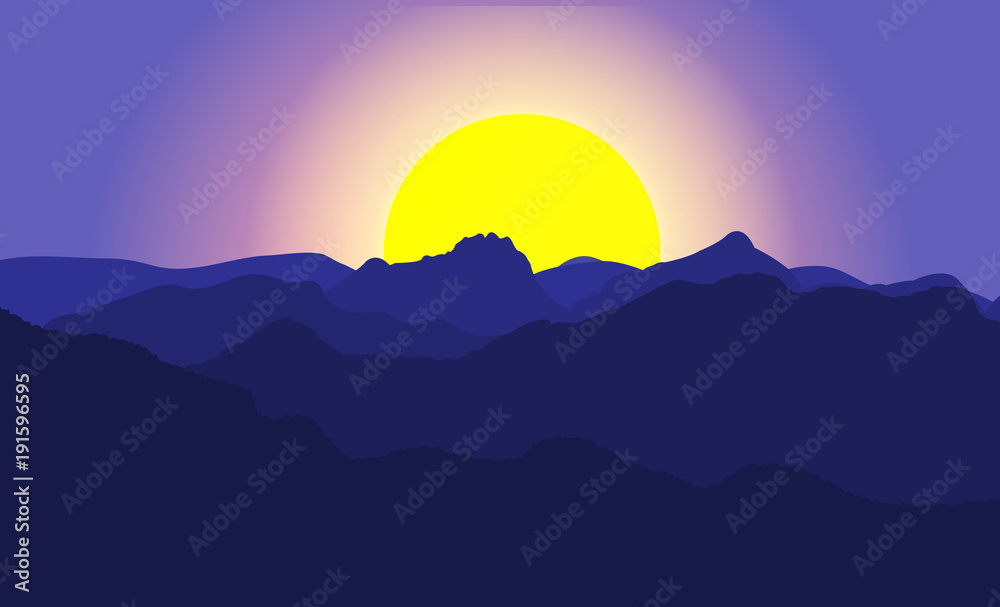 landscape at full moon background with mountainous. nature background,vector, illustration,eps10

