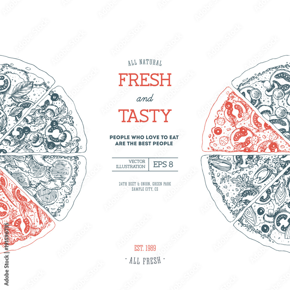 Fototapeta Pizza design template. Vector illustration