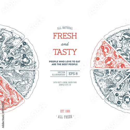 Fototapeta Pizza design template. Vector illustration