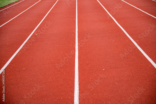 red running track for background.