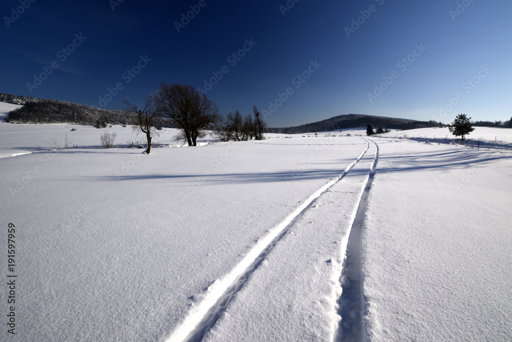 Obraz premium Winter landscape, Beskid Niski, Poland