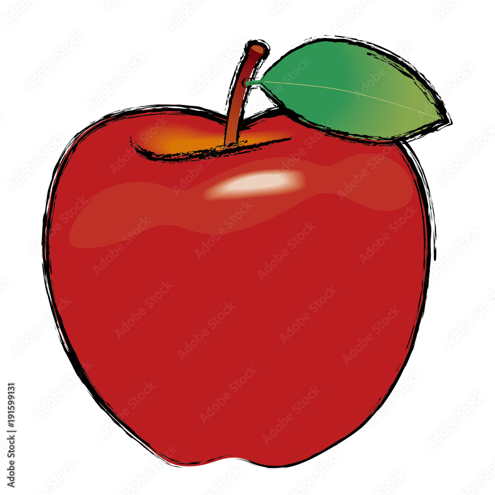 リンゴのイラスト 林檎の実 手描き風イラスト 墨絵 ベクターデータ Stock Vektorgrafik Adobe Stock