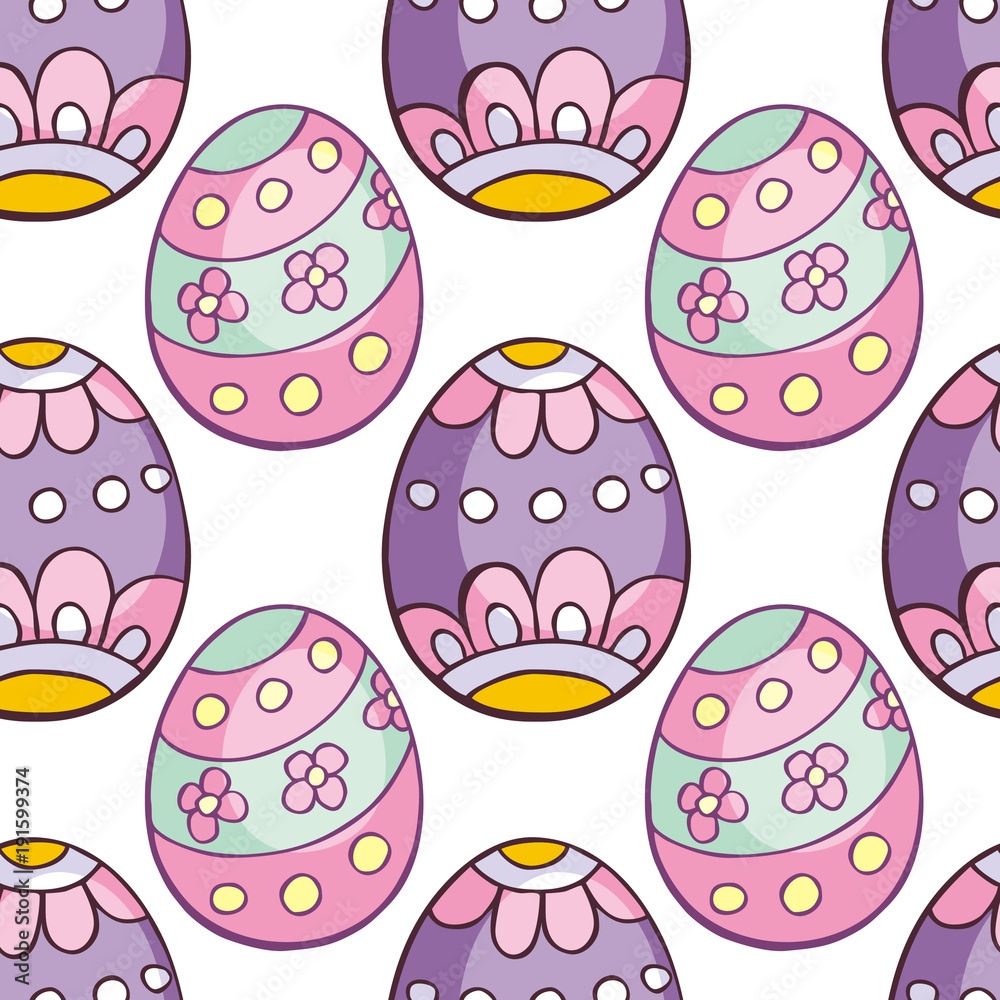 Colorful seamless pattern with hand-drawn Easter eggs. Vector background in doodle style. Colorful seamless pattern with hand-drawn Easter eggs. Vector background in doodle style.