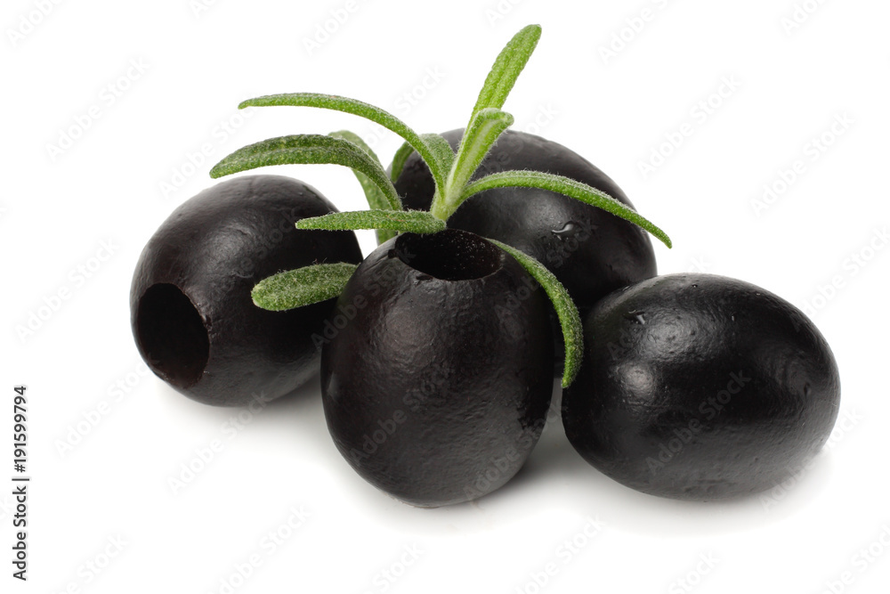 Marinated black olives isolated on white background Marinated black olives isolated on white background