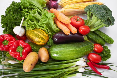 fresh vegetables on white