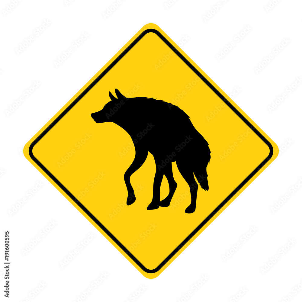 hyena silhouette animal traffic sign yellow vector hyena silhouette animal traffic sign yellow vector