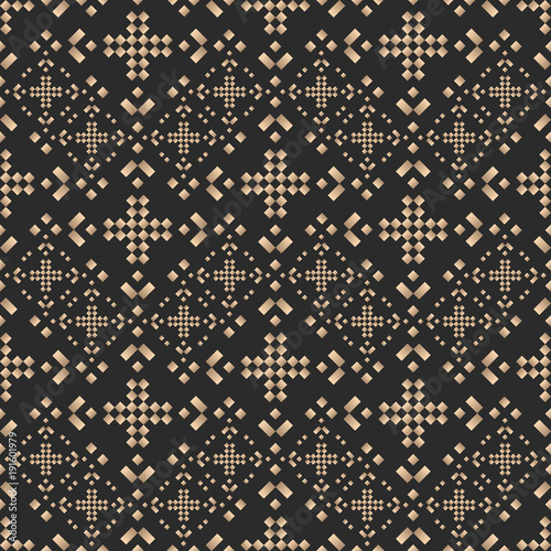 Seamless pattern oriental ornament. Black and golden textile print. Islamic vector design. Geometric tiles.