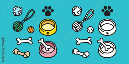 dog vector icon toy puppy dog paw bone cartoon character illustration doodle
