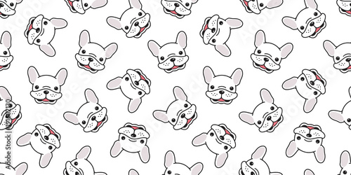 dog seamless pattern vector french bulldog pug smile doodle wallpaper background isolated white
