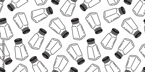 pepper seamless pattern Salt sugar shaker bottle isolated wallpaper background