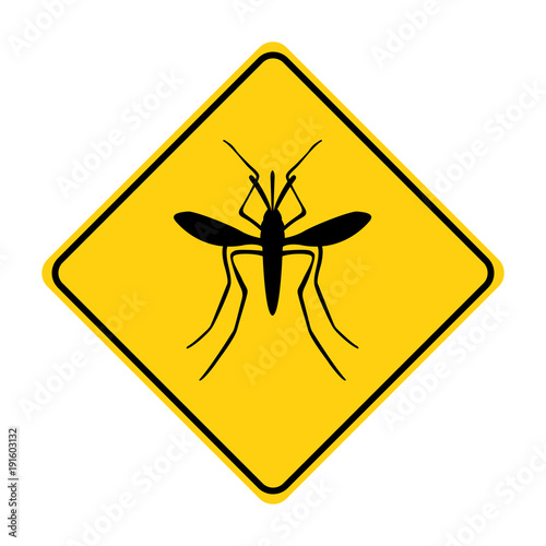 mosquito silhouette animal traffic sign yellow  vector illustration