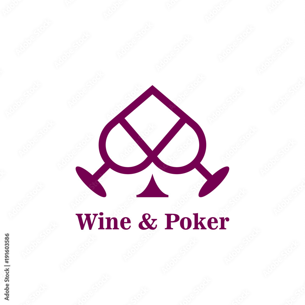 Peak suit and wine glasses abstract icon. Idea poker logo template for the casino business card, branding and corporate identity. Peak suit and wine glasses abstract icon. Idea poker logo template for the casino business card, branding and corporate identity.