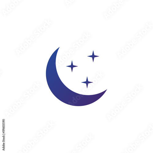 Crescent moon and stars graphic template