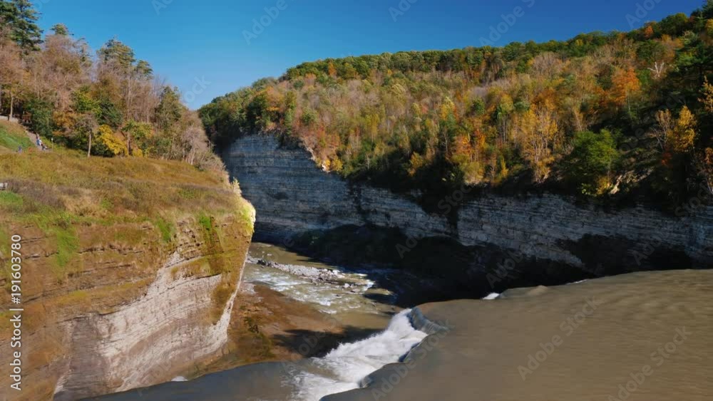 Beautiful canyon and waterfall in Letchworth State Park. 4K 10 bit video Beautiful canyon and waterfall in Letchworth State Park. 4K 10 bit video