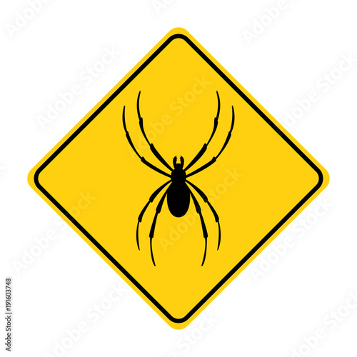 spider silhouette animal traffic sign yellow vector