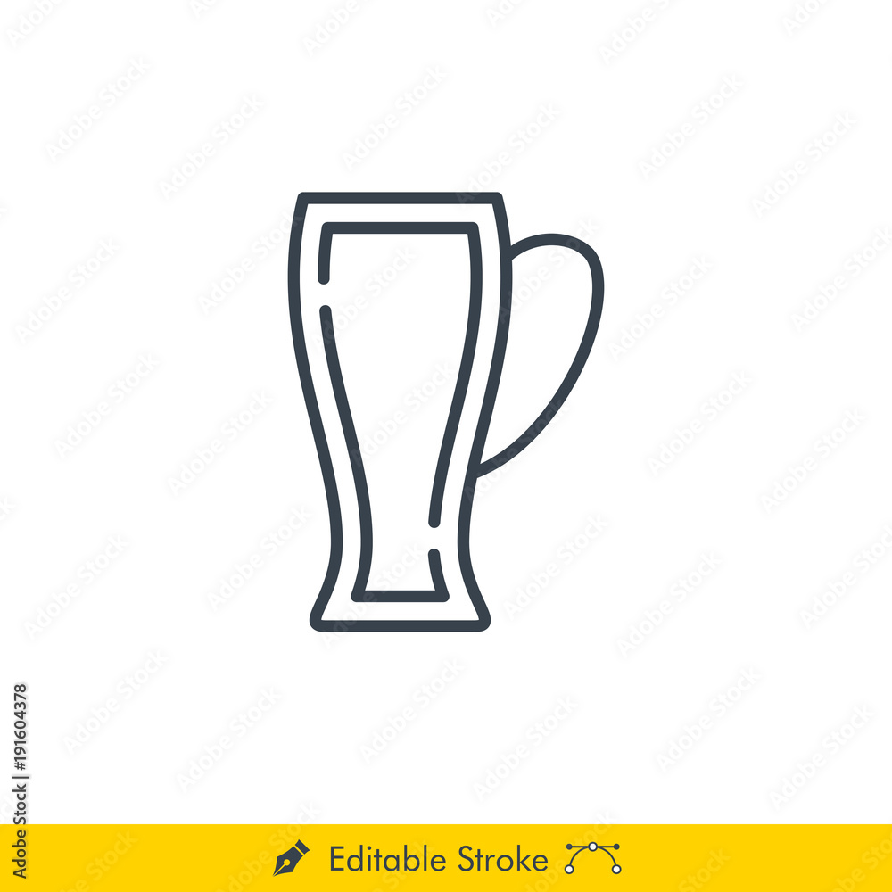 Pilsner Glass Icon / Vector - In Line / Stroke Design Pilsner Glass Icon / Vector - In Line / Stroke Design
