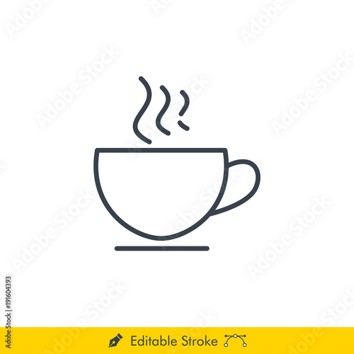 Hot Tea   Coffee Icon   Vector - In Line   Stroke Design
