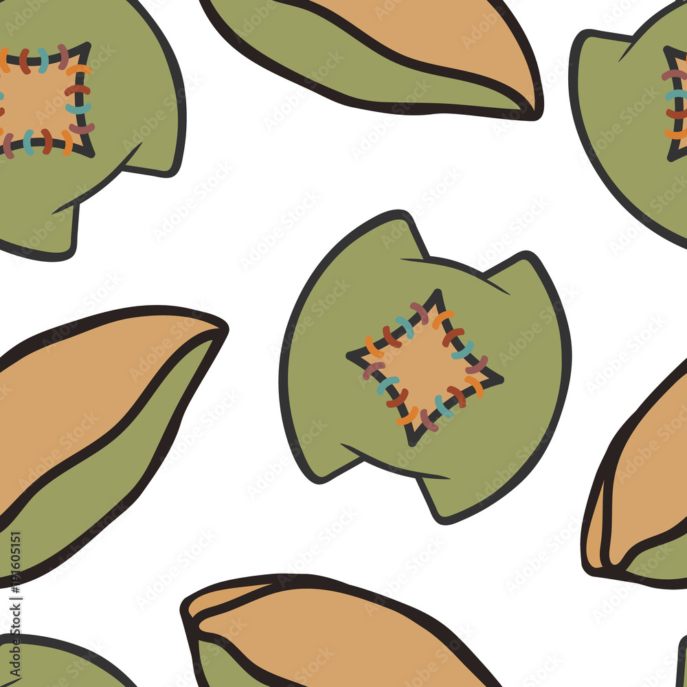 Naklejka premium Pillow with patch isolated on white background, vector seamless pattern. Template for fabrics, textiles, packaging, wrappers, web design, wrapping paper. Pattern with atmosphere of heat and cosiness.