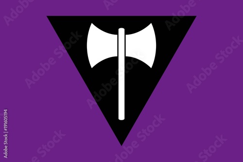 Lesbian feminist movement lgbt, flat icon. Flag of sexual minorities, gays and lesbians. Vector illustration of a labrys