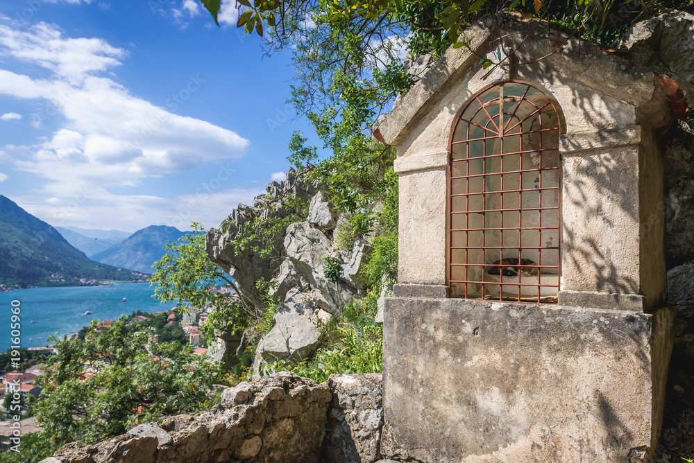 Chapel on the road to St John Fortress in Kotor town, Montenegro Chapel on the road to St John Fortress in Kotor town, Montenegro