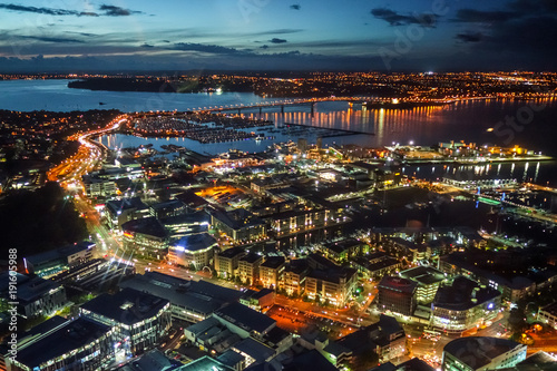 Auckland aerial night view, New Zealand