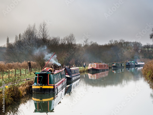 Canal boats on the Kennet and Avon canal, England. photo