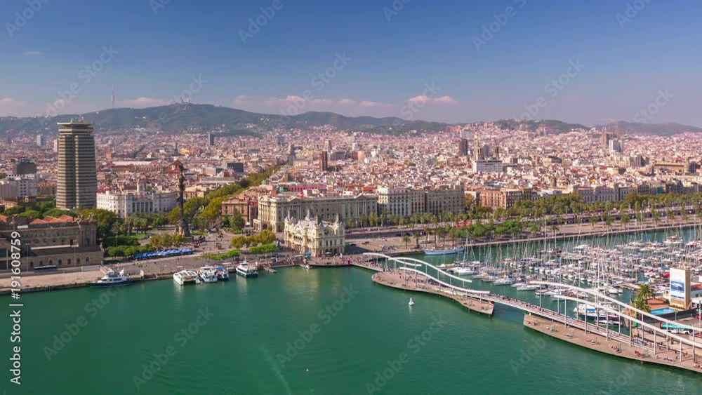 BARCELONA, CATALONIA - JULY 26th 2017: timelapse of port Barcelonetta from above