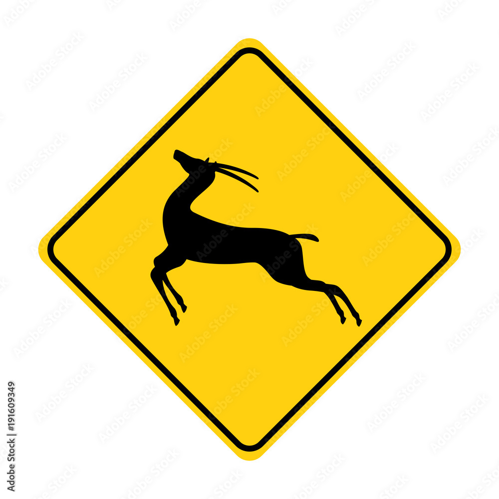 antelope silhouette animal traffic sign yellow  vector