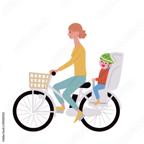 電動自転車　親子　イラスト
