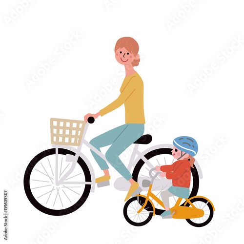 自転車　親子　イラスト
