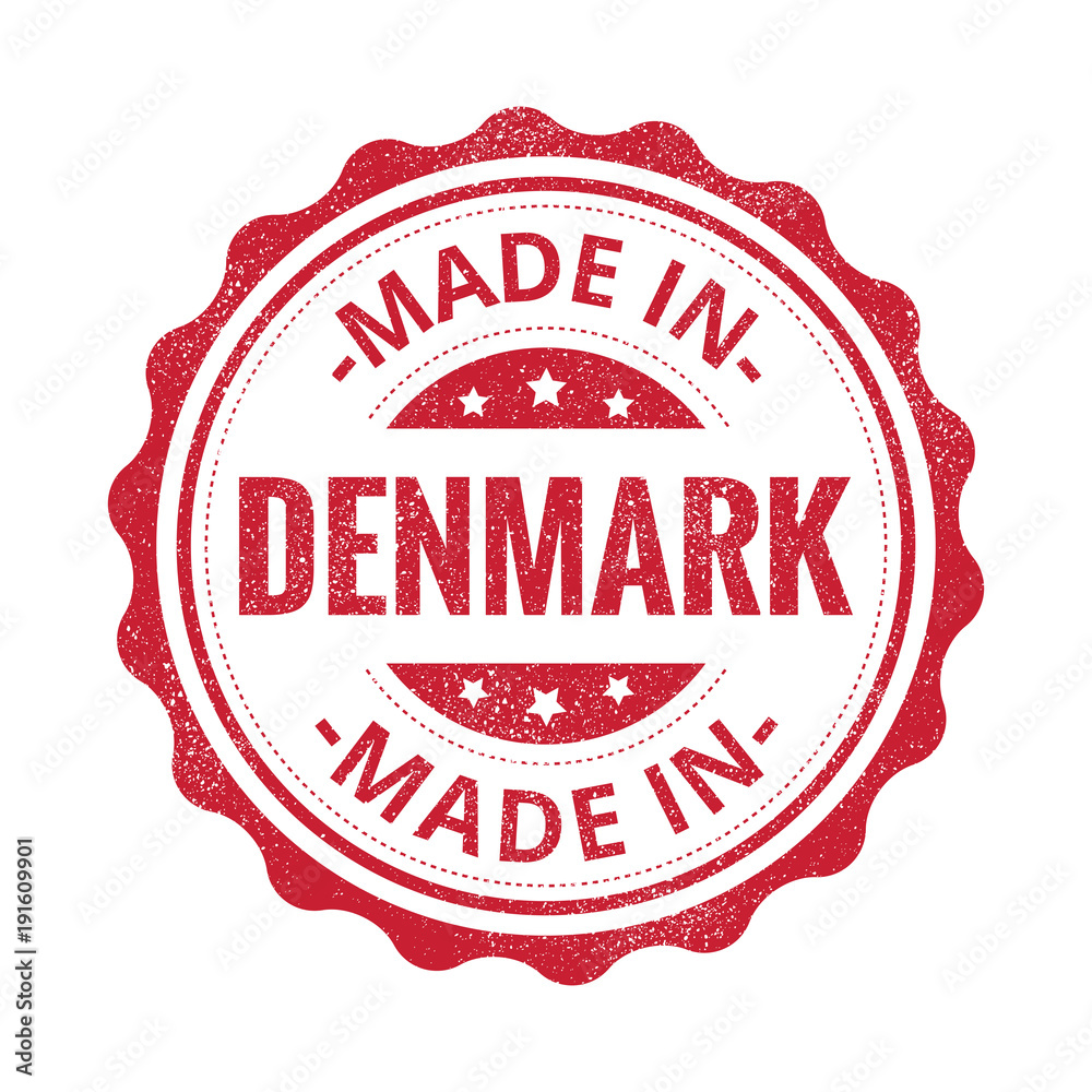 Made in Denmark stamp isolated on white background. Denmark Label. Made in Denmark stamp isolated on white background. Denmark Label.