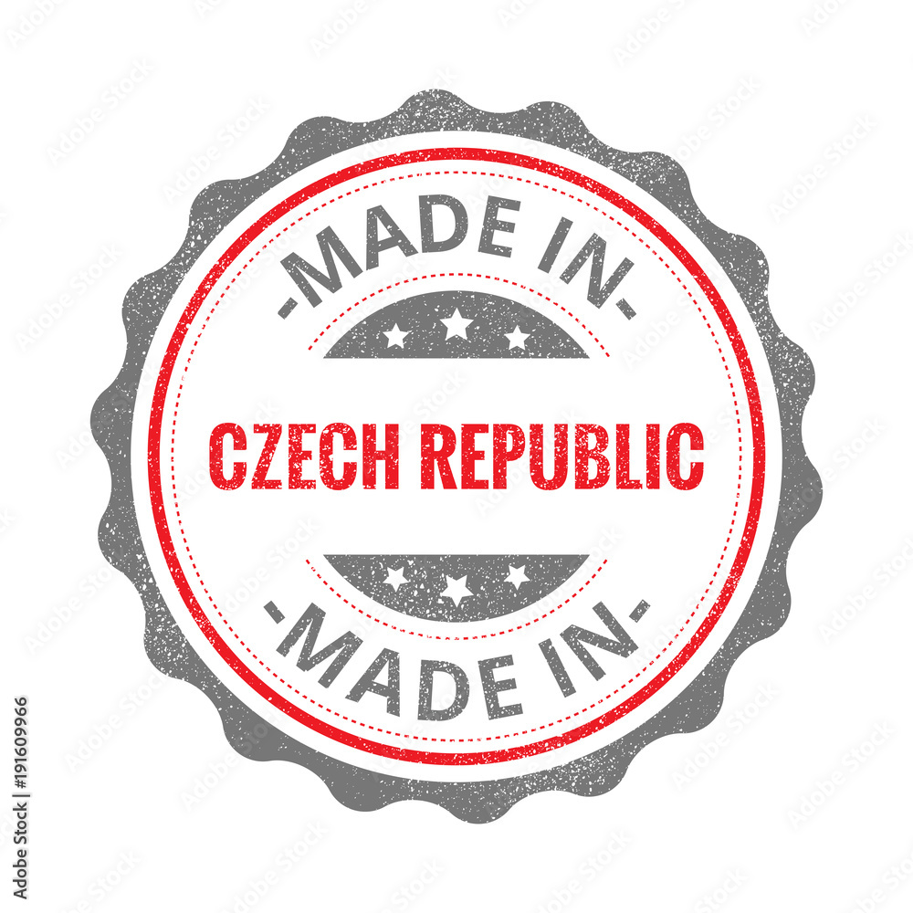 Made in Czech Republic stamp isolated on white background. Czech Republic Label. Made in Czech Republic stamp isolated on white background. Czech Republic Label.