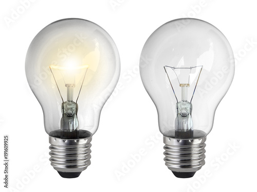Light bulb, isolated, on white background photo